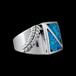 Sterling Silver Turquoise Sectioned Rectangle Ring
