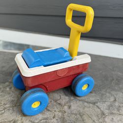 Vintage Fisher Price Plastic Wagon And Ride-on Toy 
