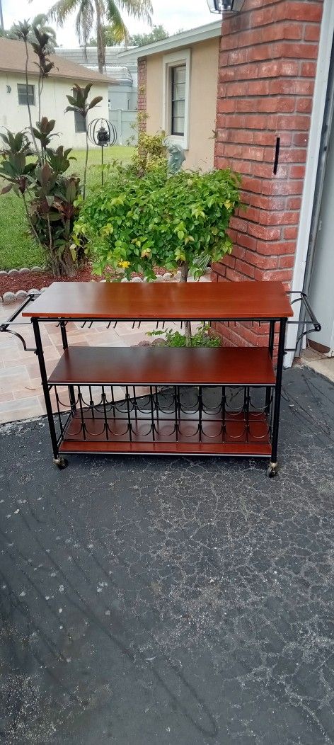WINE BAR CART ON WHEELS.