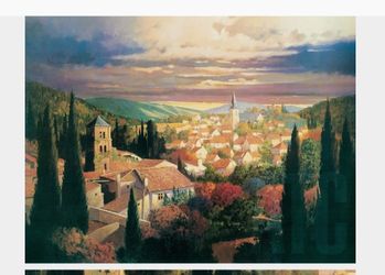 VILLAGE IN THE SUN PAINTING 66"×44"