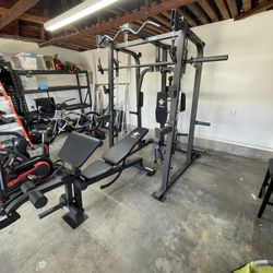 Vesta Fitness Smith Machine 2001 w/Bench Attachment | 230lb Bumpers Weights | 7ft Olympic Bar | Fitness | Gym Equipment | FREE DELIVERY 🚚 