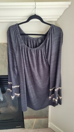 Women's Charcoal Marled Knit Long Sleeve Top