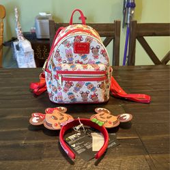 Loungefly Mickey & Friends Gingerbread Backpack And Headband 