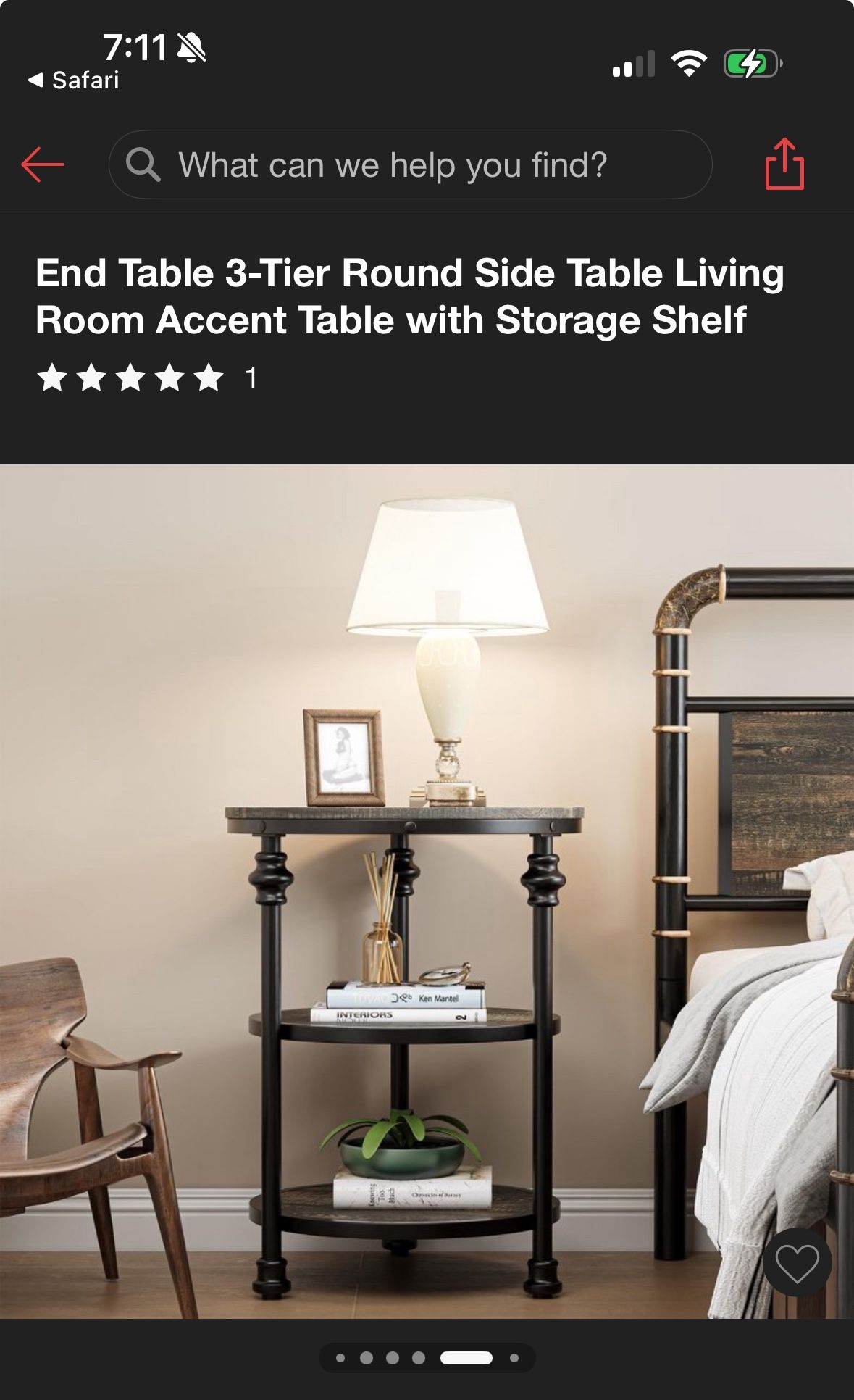 End Table 3-Tier Round Side Table Living Room Accent Table with Storage Shelf