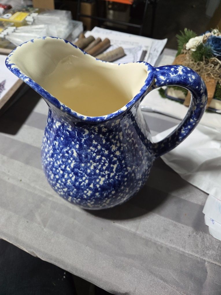 Country Living Blue Speckled Pitcher 