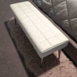White Faux Leather Bench