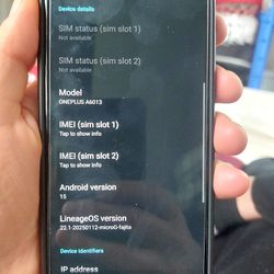 Phone: Oneplus 6T Fully Unlocked/Off Grid