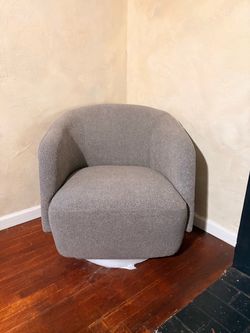 Gray Boucle Barrel Accent Chair