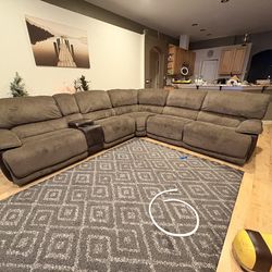 Riverbrook Coffee 6 Pc Power Reclining Sectional & Riverbrook Coffee Glider Recliner