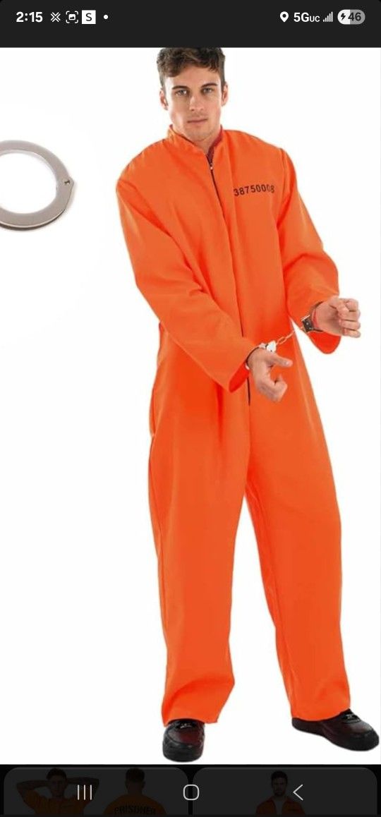Men Prisoner Costume Size Xl
