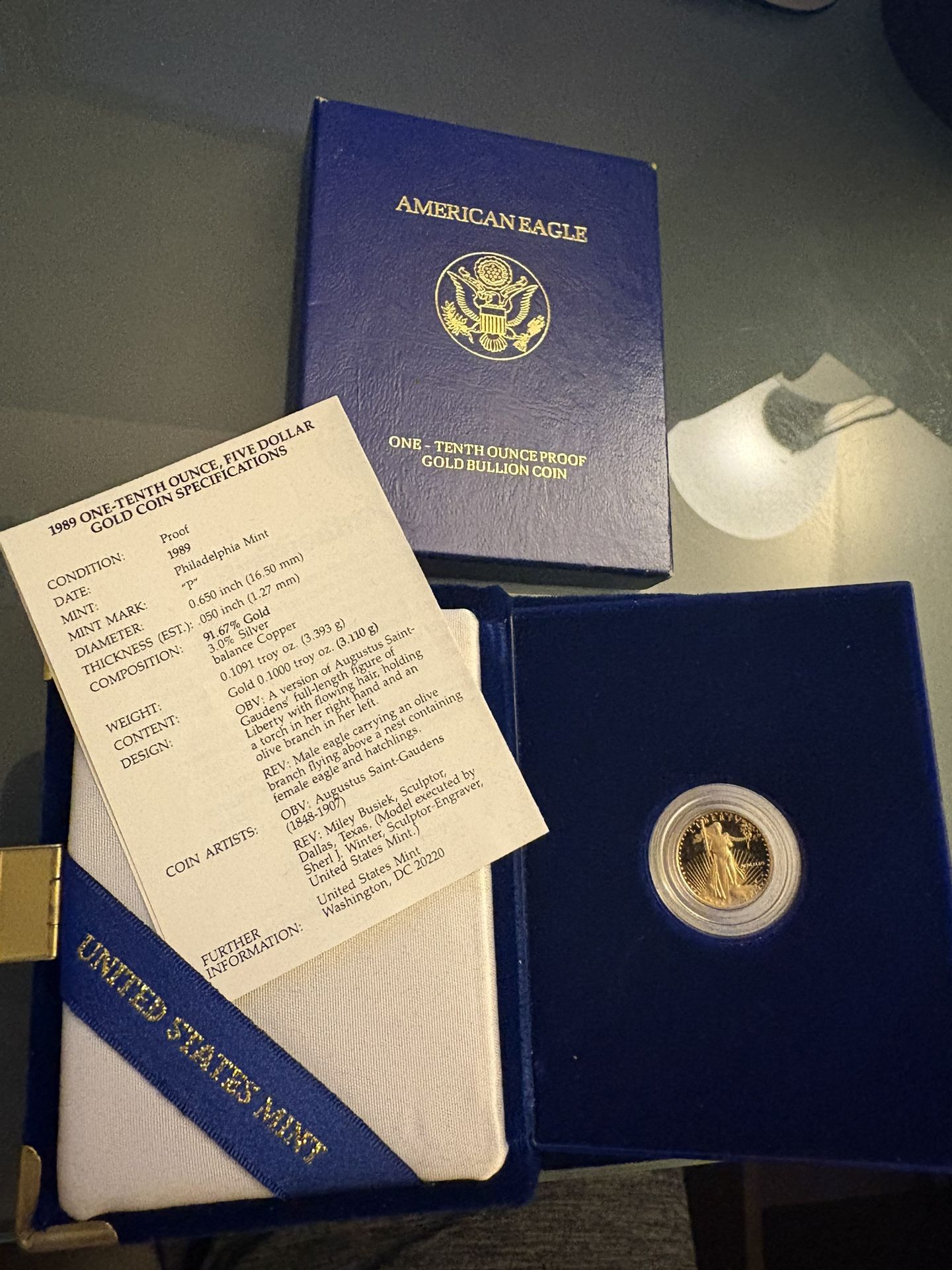 1989 $5 Gold American Eagle 1/10oz