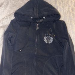 S BCBG FLORAL BLACK HOODIE