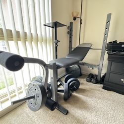 Bench Set And Sit Up Bench With Free Weights!