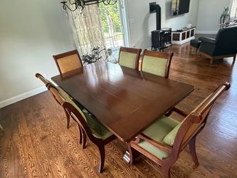 Wood Dining Table with 6 Chairs