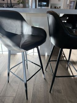 Set of (5) Modern Black Counter Stools