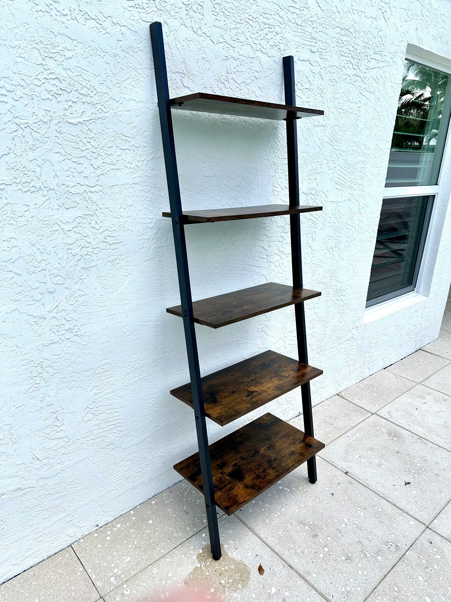 Industrial Rustic Brown 5-Tier Ladder Leaning Shelf  
