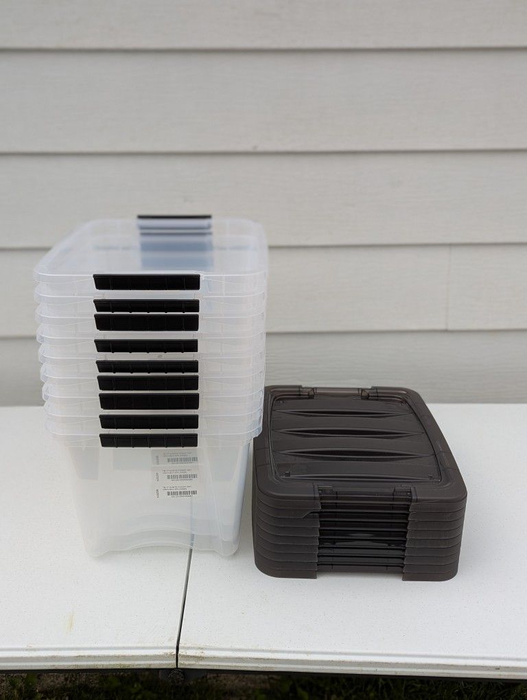 19 Quart Stack And Pull Plastic Latching Storage Bins