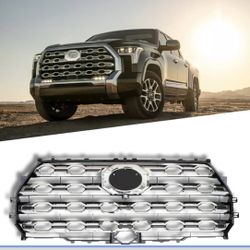 POWECHOX Chrome Front Grill Compatible with Toyota Tundra 2022 2023 2024 Models