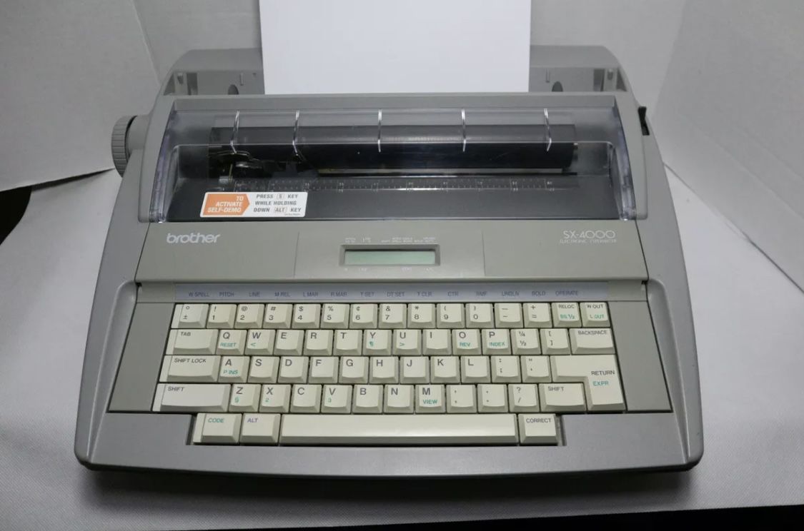 Brother SX-4000 Electronic Typewriter W Keyboard Cover Complete Ready CLEAN NICE