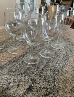 Wine  Glasses 18 And Several  Small Glasses  