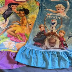 Girl Night Gowns Frozen And Tinkerbell Size Small