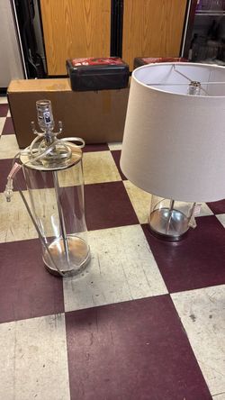 2 tall lamps table or nightstands glass one shade
