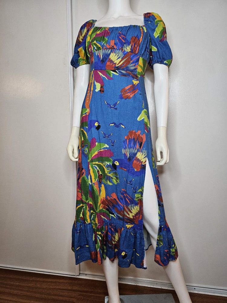 House of Harlow 1960 Linen Rayon Dress Multicolor Womens NWT Size XS  Vacation