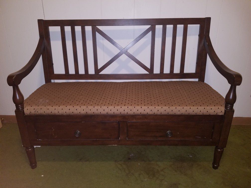 Antique Upholstered Accent Bench