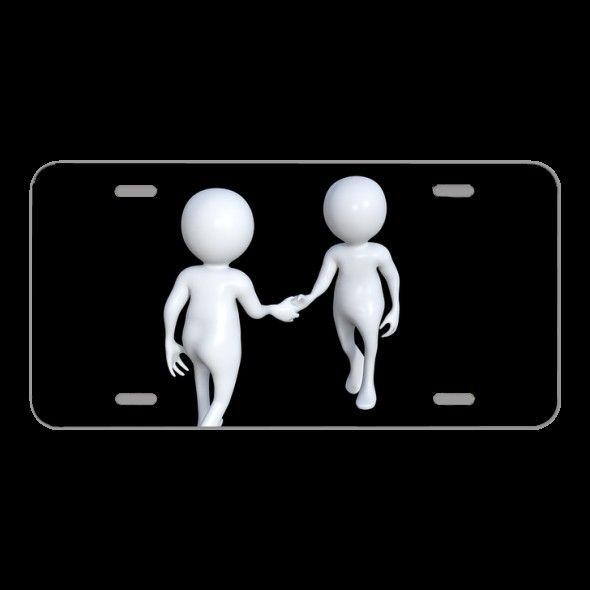 License Plate Novelty Car Front Hello Hand Shake Handshake Greeting