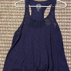 women's navy razorback tank top size large