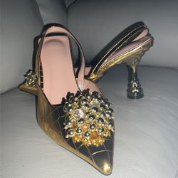 Gold Stiletto Heels 