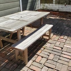 Teak Table And 2 Benches