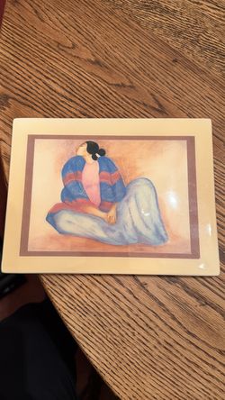 R.C. Gorman Crystal Tile Vintage Navajo Crystal Wall Art Native American Woman