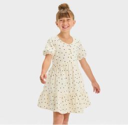 Cat & Jack Cream Dress with Black Heart Print