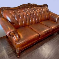 Genuine Leather SOFA - COUCH - Classic Tufted Back Chesterfield Style
