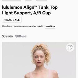 Lululemon Align Tank Top Pink Haze