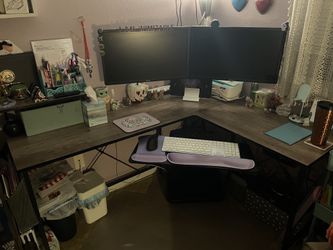 Dual Monitor & Slide-Out Keyboard Mounts (Monitors/Desk Not Included)