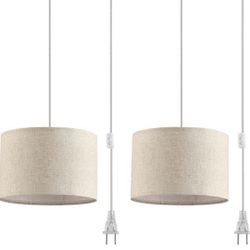 Set of 2 Plug in Pendant Lights, Hanging 