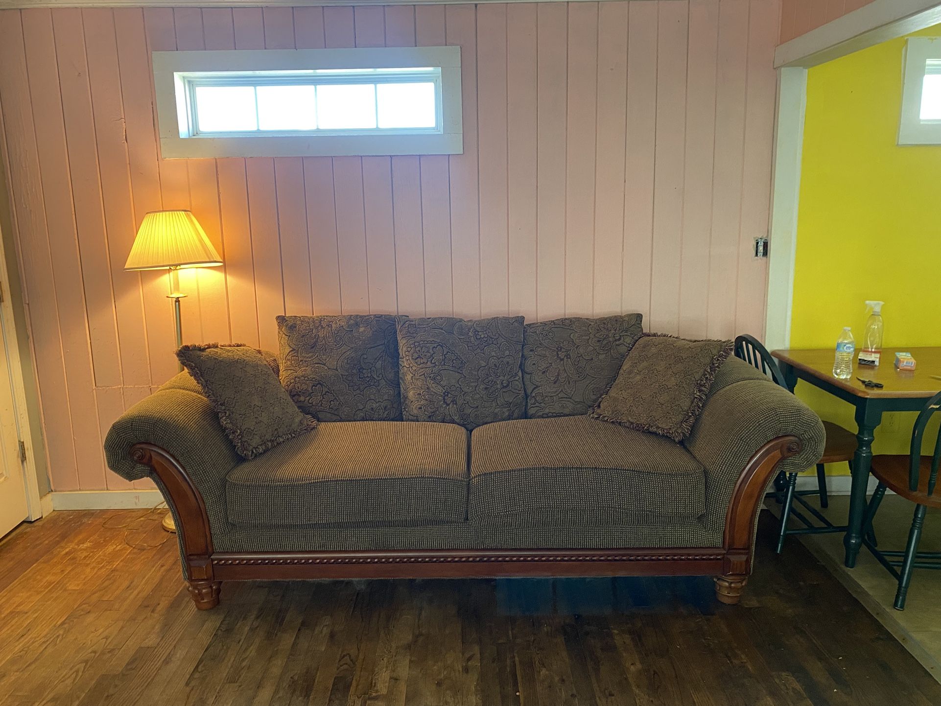 Brown Wood Frame Couch – $250 – Minimal Wear