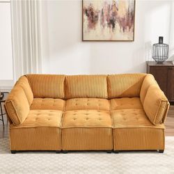 Large mustard-colored sofa