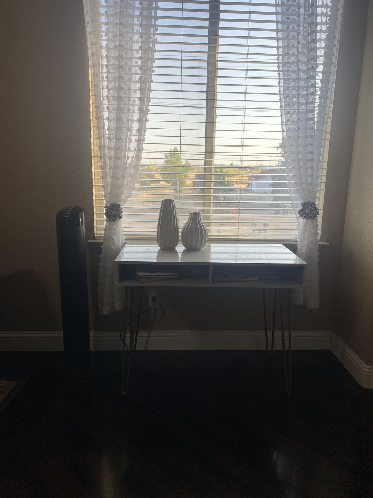 White Marble Faux Desk