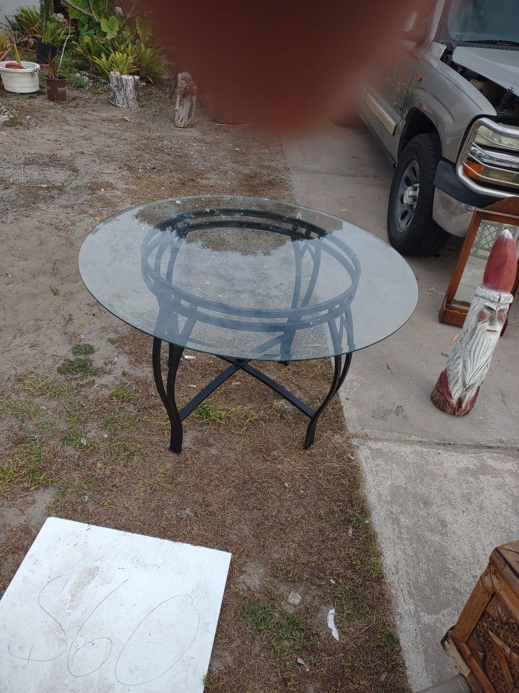 45 Inch Metal Glass Table