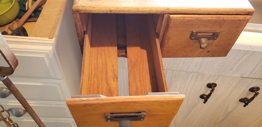 Antique oak filing two drawer cabinets good condition