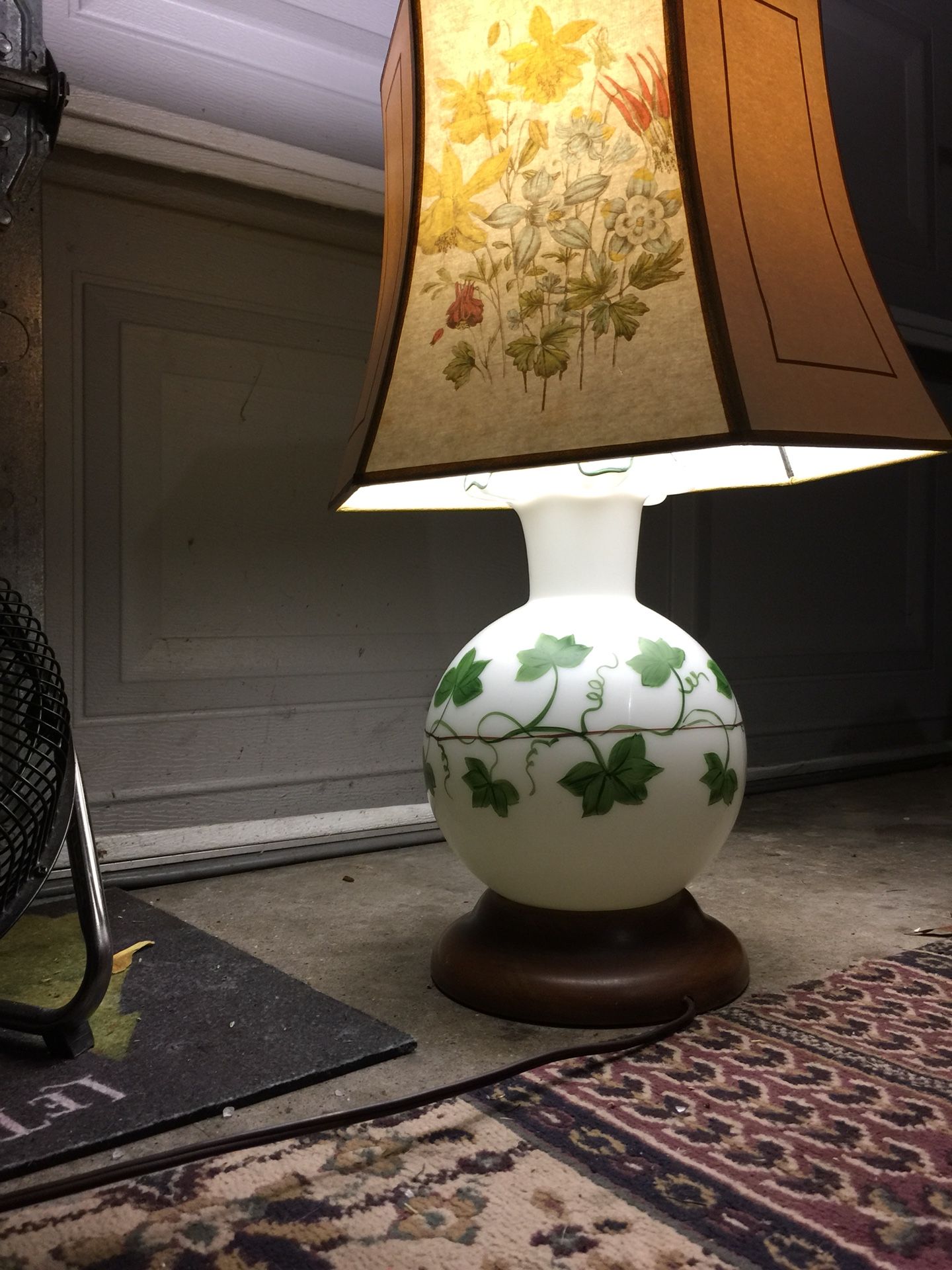 Vintage milk glass lamp