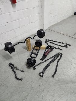 Biceps Triceps Bars & 💯 Pounds aprox weights + Accessories. Not sold  separately. 33130-Delivery