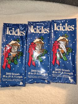 Icicles Retro Christmas Tree Decor x Three (3) Boxes 2000 Strands Per Box 18 In  Length