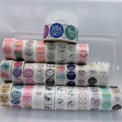 1 inch “Thank You" Sticker Rolls - 500 stickers
