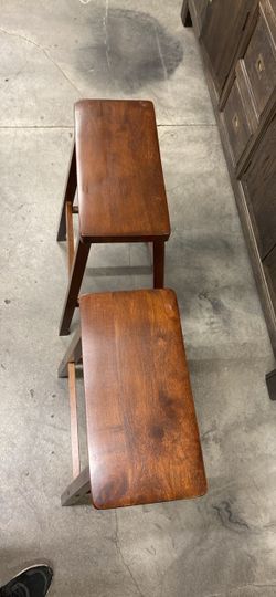 Set of 2 Wooden Stools