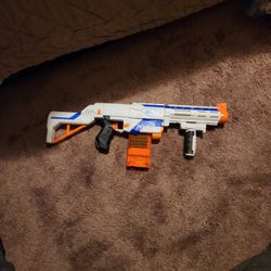 NERF N-Strike Elite Retaliator Dart Blaster, Stock, Grip, Barrel, 12-Dart Clip, 12 Elite Darts