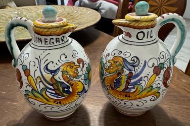 Hand painted   Oil And Vinegar Jars